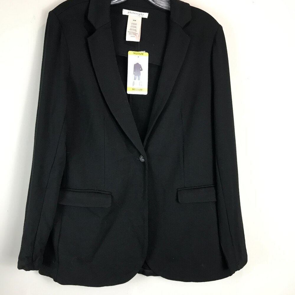 Philosophy Black Blazer Rayon Knit Size M, NWT
